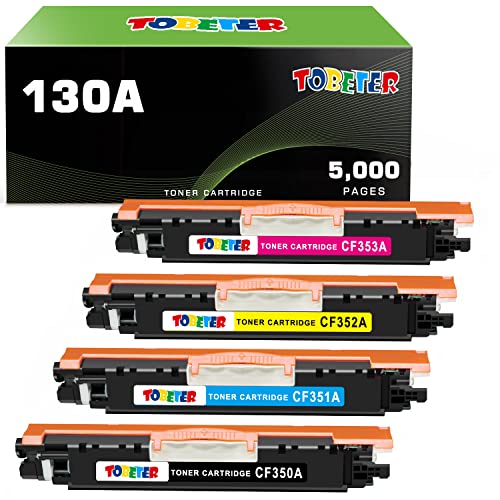 ToBeter Remanufactured Toner Cartridge 130A Replacement for HP 130A CF350A CF351A CF352A CF353A for Pro Color MFP M177fw M176n M177 M176 Printer (1 Black 1 Cyan 1 Magenta 1 Yellow)