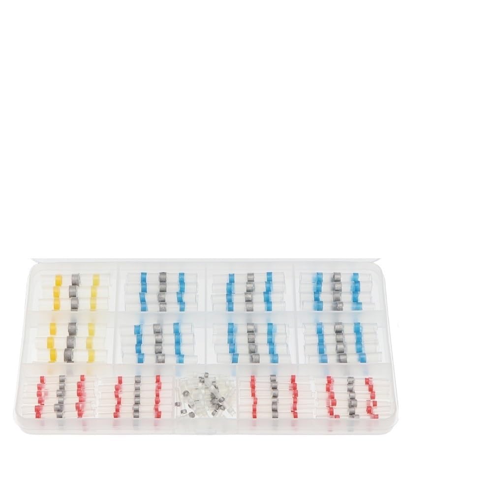 QMKADFQXF 150Pcs Solder Seal Wire Connectors Kit, Heat Shrinkable Butt Connectors Waterproof and Insulated Electrical Wire