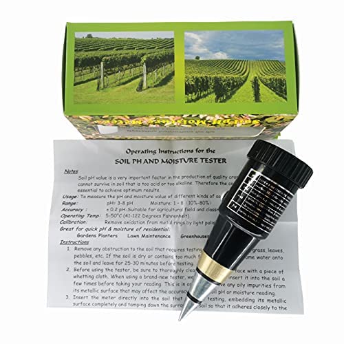 Soil Mositure Meter PH Tester Meter with Range 3 to 8pH for Gardens Planters Lawn Maintenance Greenhouses Vegetable Produce