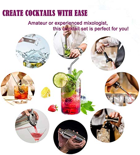 KARLOR Cocktailshaker-set, 13-delige cocktailmixer, roestvrij staal, 750 ml, cocktailbarkeeperset met cocktailshaker… - Image 4