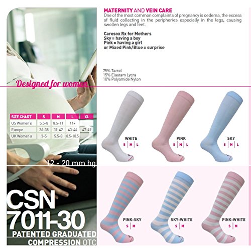 Image of Baby Shower Maternity and Vein Support Graduated Compression Recovery Socks, Pink /White, Small - CSN7011
