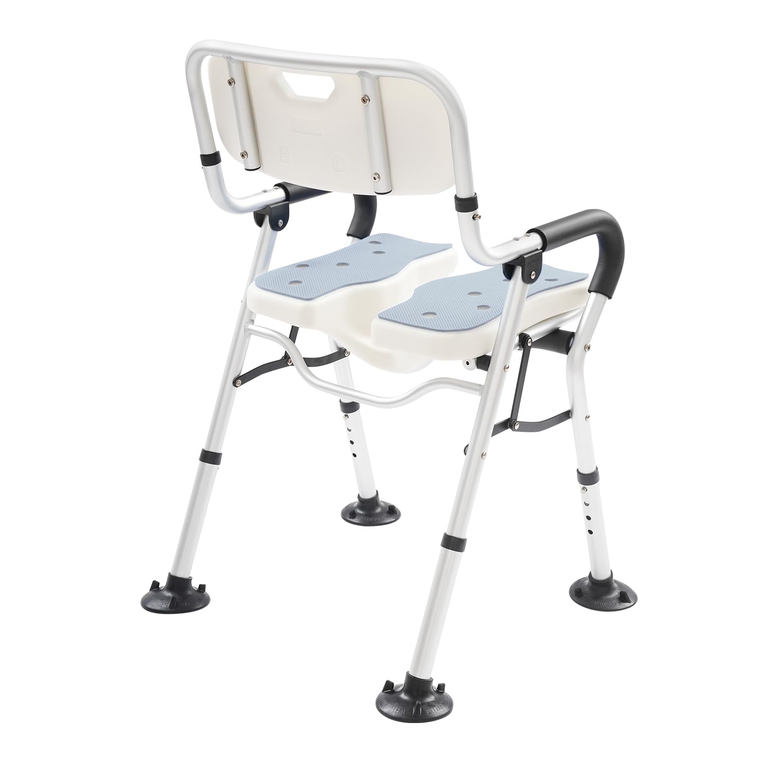 Silla de ducha plegable, taburete de ducha de aleación de aluminio, cuello en forma de U + pies antideslizantes, hasta 150 kg, asiento de ducha para embarazadas y adultos (gris, XL)
