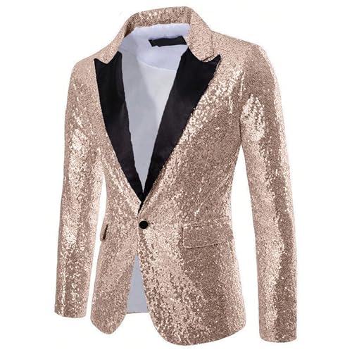 Mens Sequin Suit Jacket Tuxedo Blazer One Button Jackets Big and Tall for Party Prom Wedding