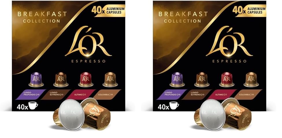 L'OR Espresso Colección Desayuno | 40 Cápsulas Compatibles Nespresso (R)* - Amazon Exclusive (Paquete de 2)