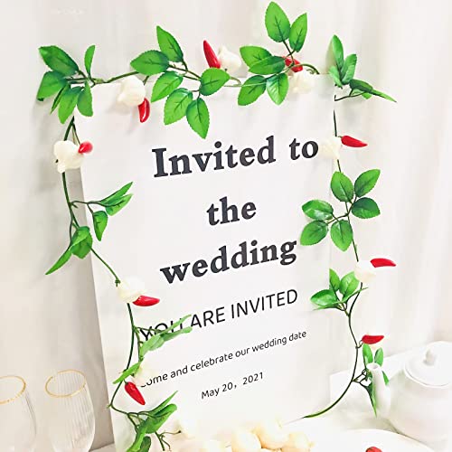 Riaxuebiy Artificial Garlic Chilli Vine Plant Garland 2 Meter Hanging Red Pepper Vine Wreath for Wedding Party Home Garden Festival Décor (B-Chilli Garlic Vine - Image 3