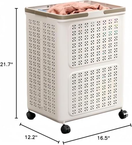 Image of TASMAX foldable laundry basket with wheels collapsible laundry basket plastic