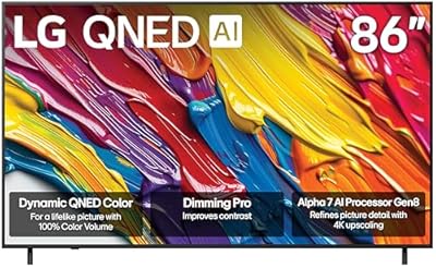 LG 86-Inch Class QNED AI 4K QNED82A Series Smart TV w/AI Sound, HDR10, 4K Super Upscaling, Filmmaker Mode, Wow Orchestra, Alexa Built-in (86QNED82AUA, 2025)