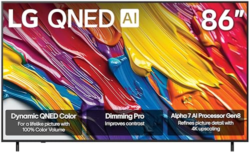 Image of LG 86-Inch Class QNED AI 4K QNED82A Series Smart TV w/AI Sound, HDR10, 4K Super Upscaling, Filmmaker Mode, Wow Orchestra, Alexa Built-in (86QNED82AUA, 2025)