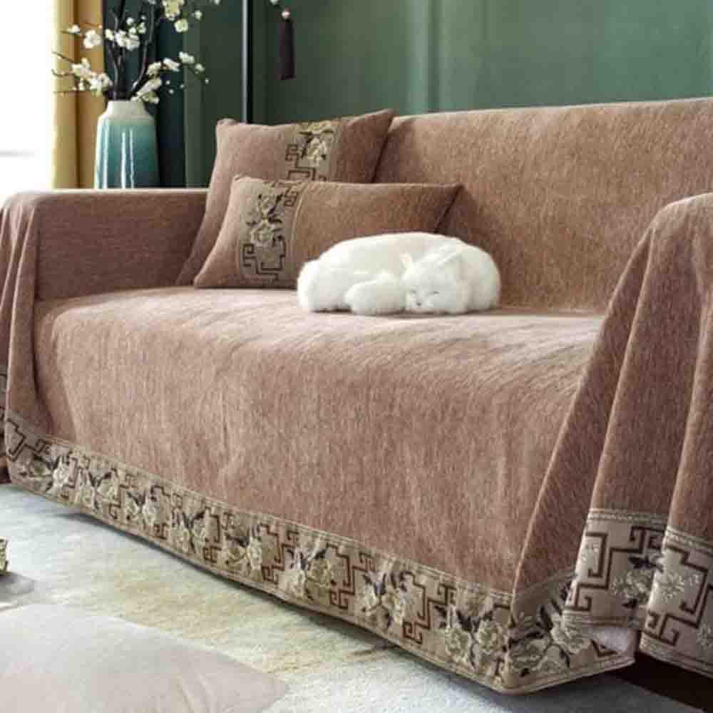 MXCZFC Sofa Throws Large 3 Seater, Chinese Style Throws for Sofas Large, Chenille Extra Large Throws for Settees 4 Seater, Non Slip Sofa Throws Settee Throws for Couch, Armchair and Bed
