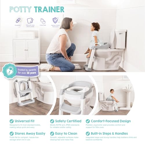 Image of Regalo Toddler Potty Training Seat with Step Stool Ladder, Adjustable Kids Toilet Seat with Cushioned Pad & Handles, Foldable Potty Training Toilet Seat for Toddlers, Fits Standard Toilets