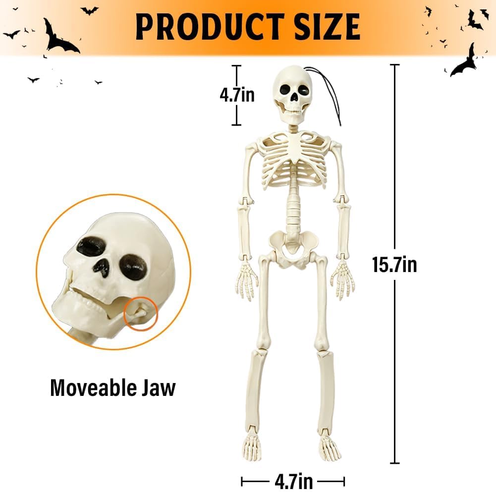 Mini szkielet, 40 cm, zestaw 5 szt., dekoracja na Halloween, akcesoria do nawiedzonego domu, straszne akcesoria na Halloween