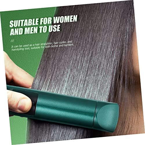 Plancha para el cabello y rizador 2 en 1 portátil mini de SaditY, con placas de cerámica, inalámbrica y con cable, temperatura ajustable (160–200 °C), color verde miniatura 2