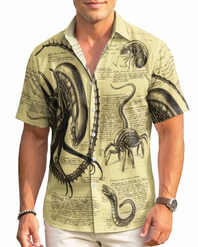 Image of 99TIMORO Fathers Film Button Down Shirt for Men, Funny Hawaiian Short Sleeve Top, Summer Beach Gifts