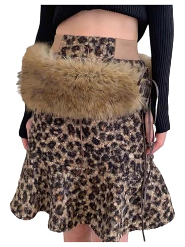 MakeMeChic Women's Faux Fur Wide Belt Fuzzy Tie Side Grunge Belts Accessories for Dress