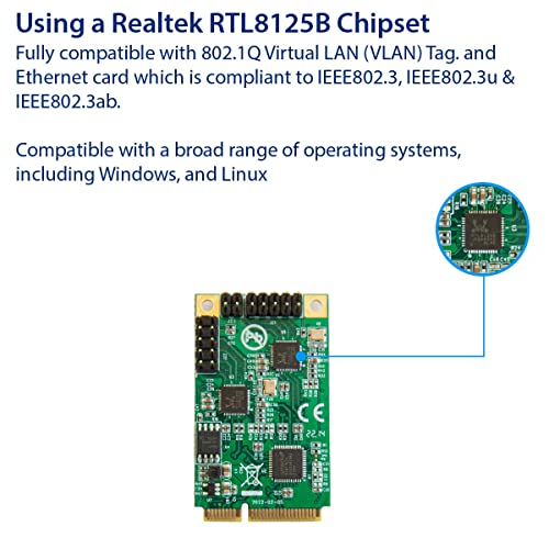Image of IO CREST Dual 2.5 Gigabit Mini PCIe Ethernet Network Expansion Card, Green (SI-MPE24079)