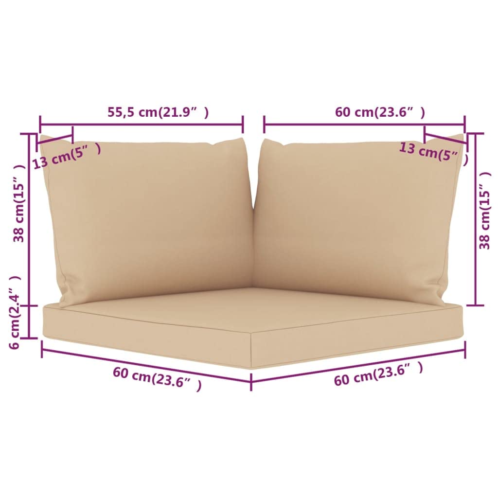 vidaXL Cuscini per Pallet 3 pz Beige in Tessuto Oxford
