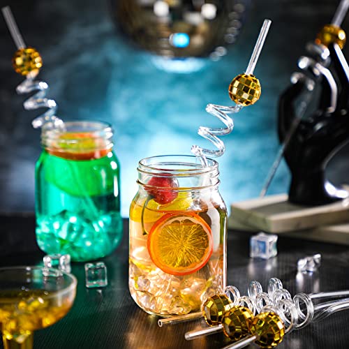12 Pieces Mirror Disco Ball Straws 70S Disco Decorative Straws Mini Disco Straw Decor Disco Party Decorations For Dance Holiday Wedding Birthday Supplies (Gold) #TOP1