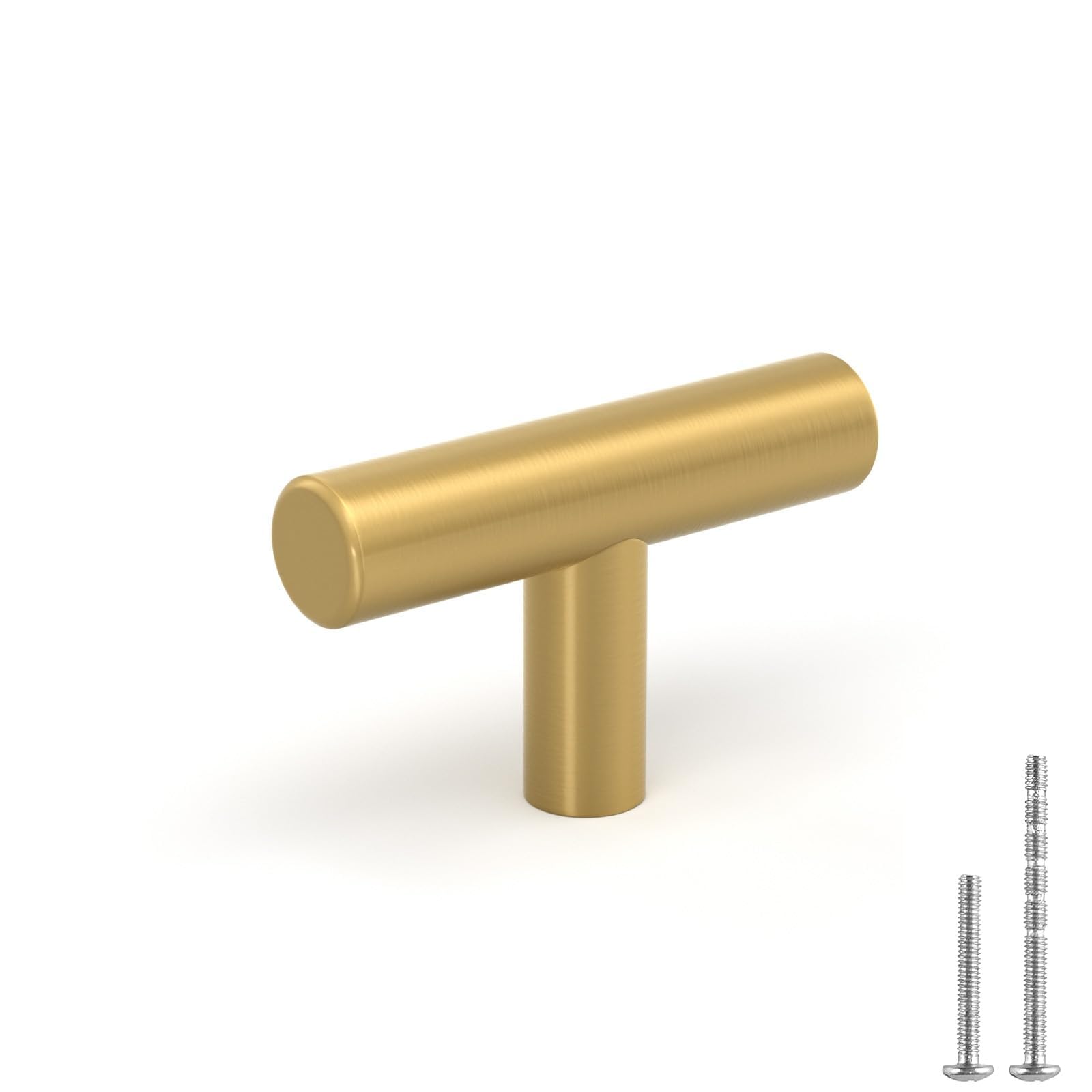 Gold Drawer Knobs for Dresser Drawers Kitchen Cabinet Knobs - LONTAN LH201GD Gold Hardware for Cabinets Brushed Brass T Bar Knobs with 2 Inch Overall Length 12 Pack