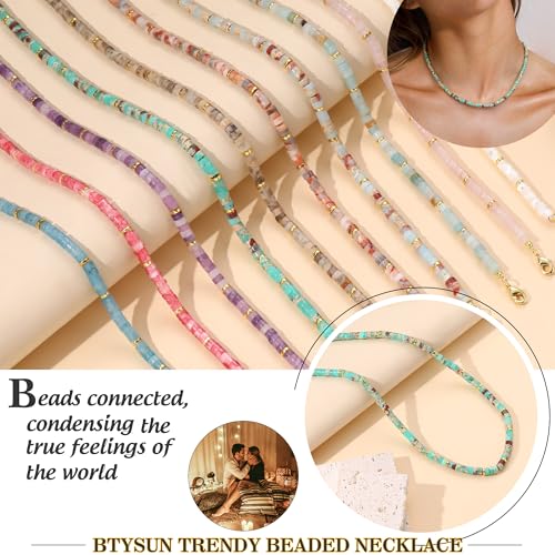 Choker Necklace for Women, Beaded Necklaces for Women Stocking Stuffers for Teens Teen Girl Gifts Gifts for Her Adjustable 14k Gold Gemstone Summer Anniversary Birthday Christmas Jewelry
