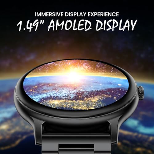 Image of GameSir Glavito Round Dial Smartwatch with 1.49 inch AMOLED Display, 100+ Sports Modes, IP67, Bluetooth Calling, Functional Crown Control, Health Tracking, 100+ Watch Faces for Men & Women (Metal Black)