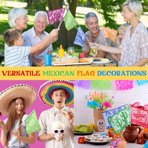 Petits drapeaux mexicains à main Outus (lot de 30) pour défilés et festivals