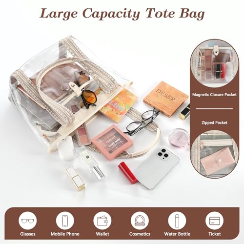 Bolso Tote Transparente MoKo con Gran Capacidad y 2 Bolsillos miniatura 4