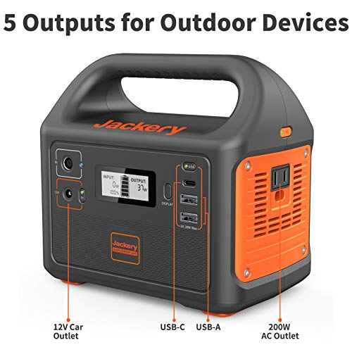 Jackery Portable Power Station Explorer 160, 167Wh Lithium Battery Solar Generator (Solar Panel Optional) Backup Power Supply with 110V/100W(Peak 150W) AC Outlet for Outdoors Camping Fishing Emergency
