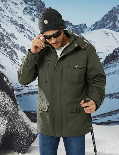 MAGCOMSEN Men's Winter Jacket Cotton Fleece Lined Warm Jackets Work Cargo Military Coats with 6 Pockets2