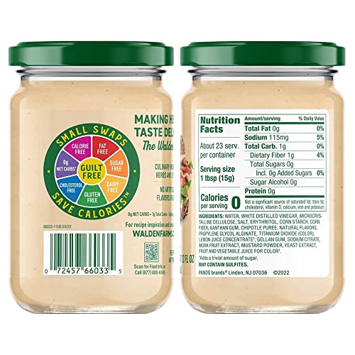 Walden Farms Chipotle Mayo Spread 12 Oz Jar (Pack Of 3) Sweet And Tangy Mayonnaise | 0G Net Carbs Perfect For Paleo And Keto Diets | Kosher Certified | Great For Sandwiches | Burgers | Tacos | Wraps | Fries | Pizza | Wraps And More #TOP1