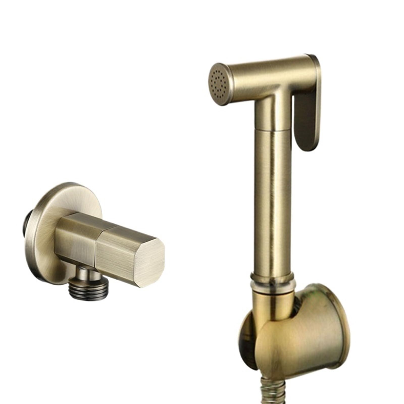 ZYCHSJXA Antique Bronze Brass Handheld Bidet Spray Shower Set Copper Sprayer Lanos Toilet Faucet Lavatory BD123(Set a with Valve)