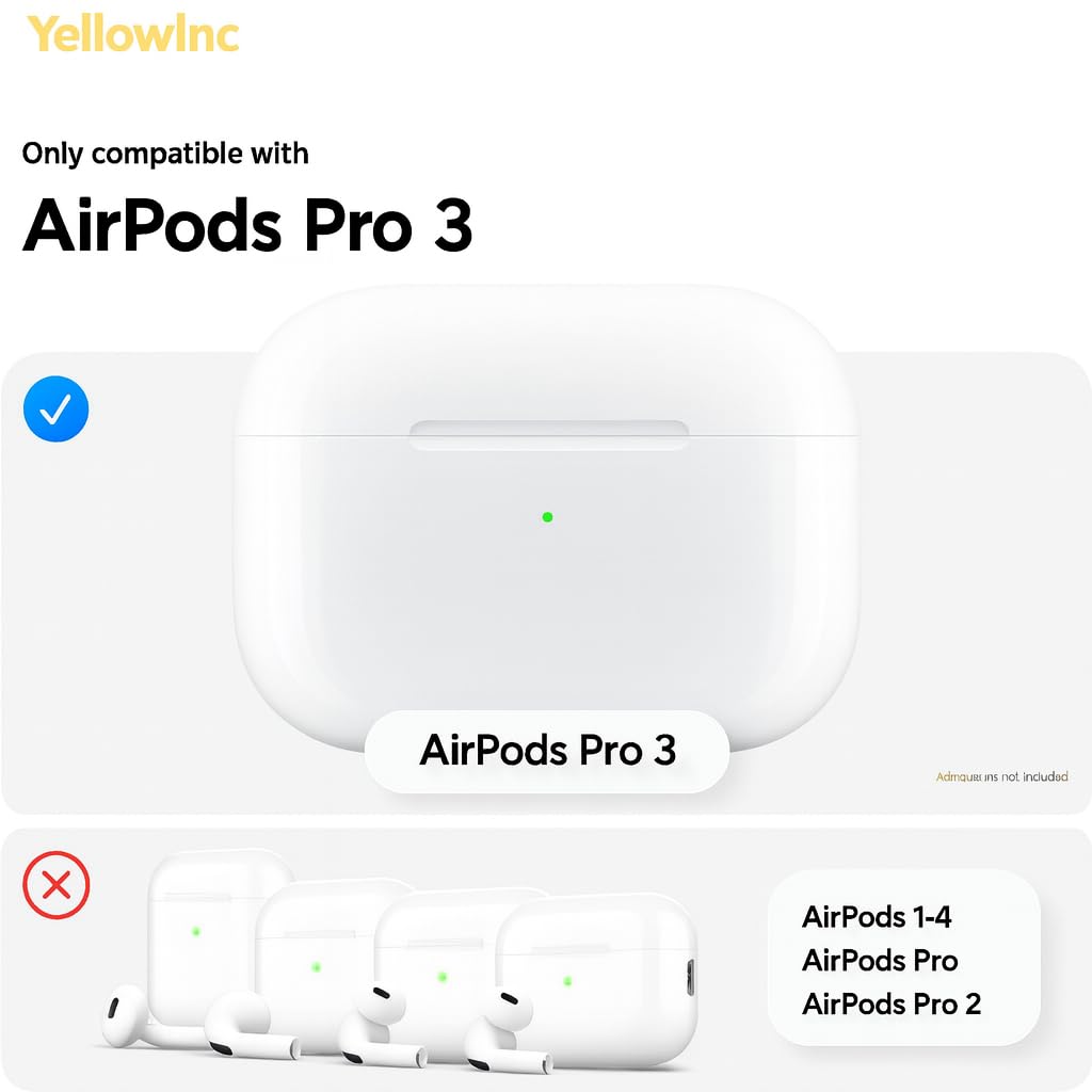 Hybrid Clear Case Cover for Apple Airpods Pro 3 (2025), Anti-Yellowing, Safety Lock, Phone Stand (Transparent Black with Lock) — Amazon image 2