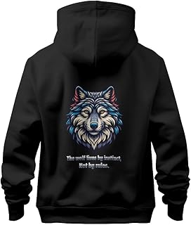 Spirit Bear Pullover Hoodie, Wolf Logo Design, Casual Wear, Winter Wear-picture-28