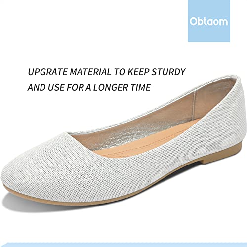 Image of Obtaom Round Toe Women Flat Shoes Slip on Girls Dress Black Ballet Flats