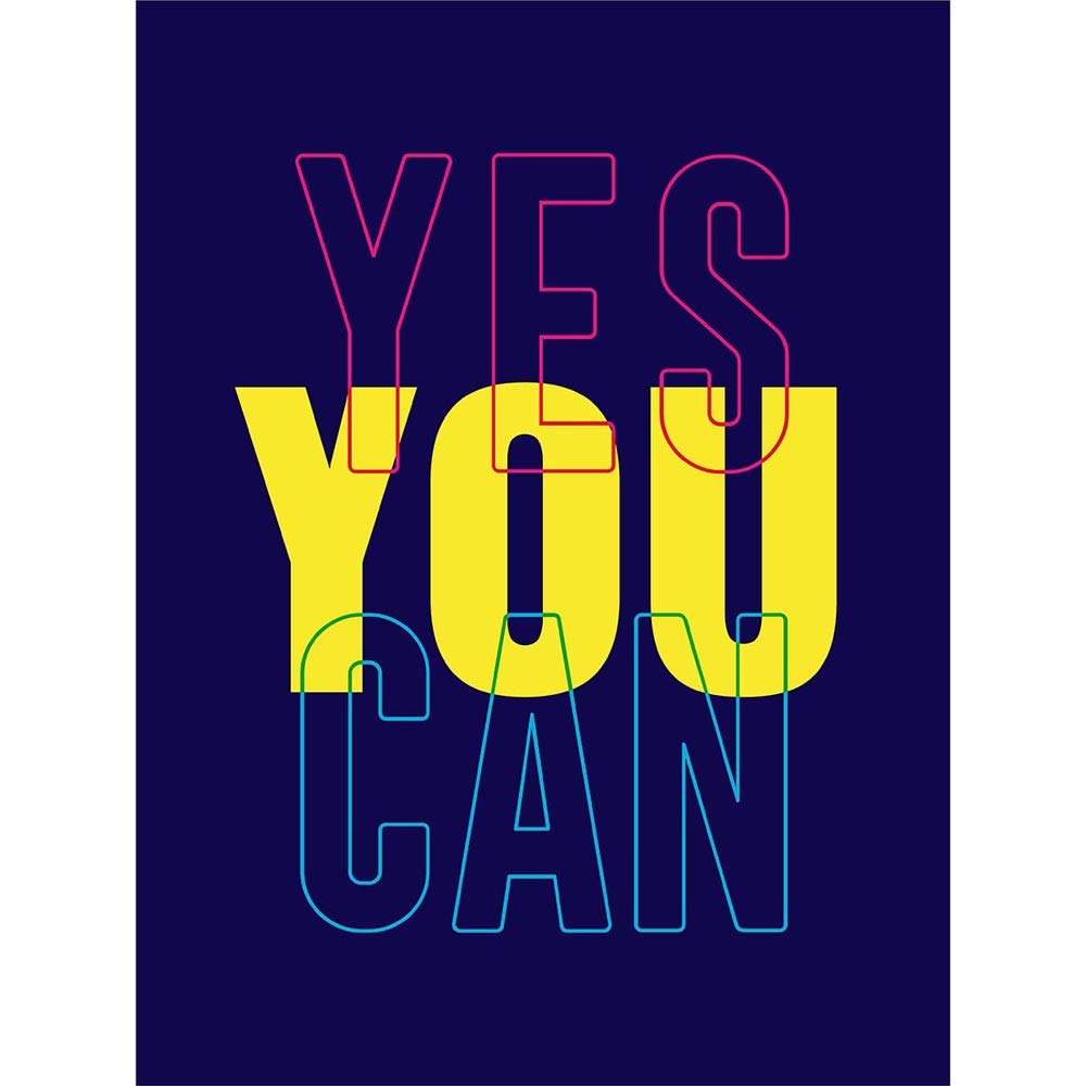 Wee Blue Coo Positivity Yes You Can Typography Canvas Wall Art Print