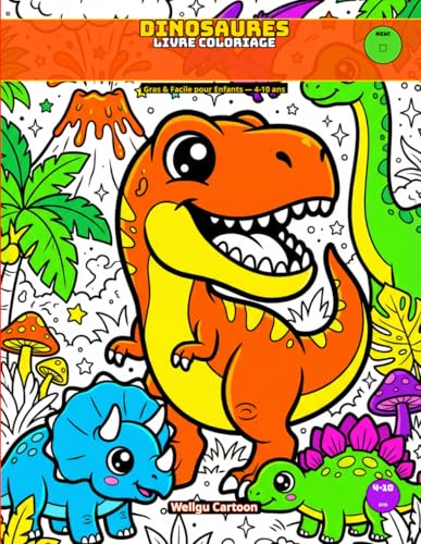 Livre de Coloriage Dinosaures - Édition Enfants: Livre de coloriage avec 40 dessins de dinosaures colorés...