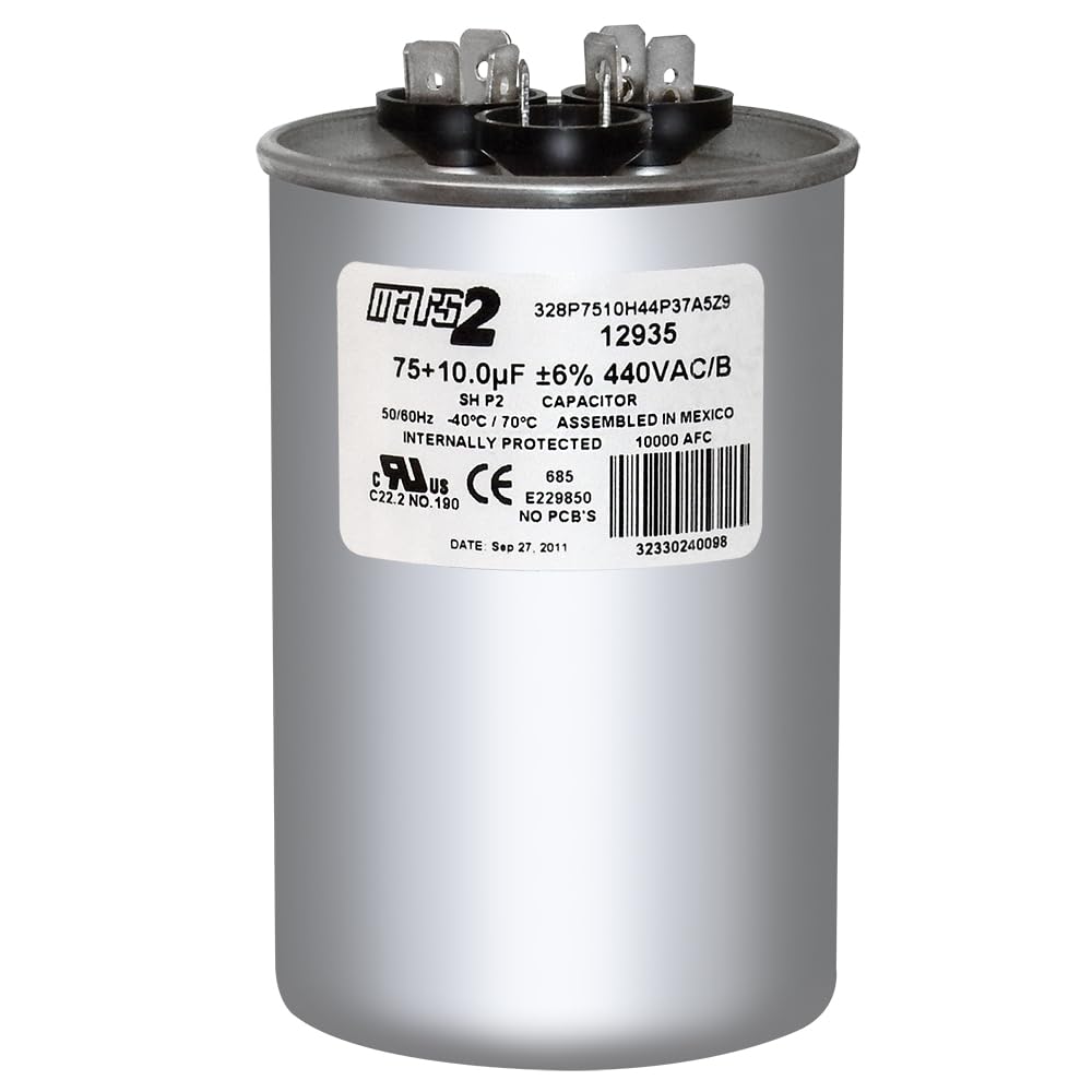 Motor Dual Run Capacitor Round 75 10 uf MFD 440 Volt VAC 12935