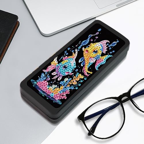 Image of 5D Diamond Painting Eyeglass Case for Adults, DIY Rhinestone Crystal Diamond Art Eyeglass Holder, Handmade Goldfish Sunglass Storage Box, Art Craft Gift for Adults, Travel Eyewear Case