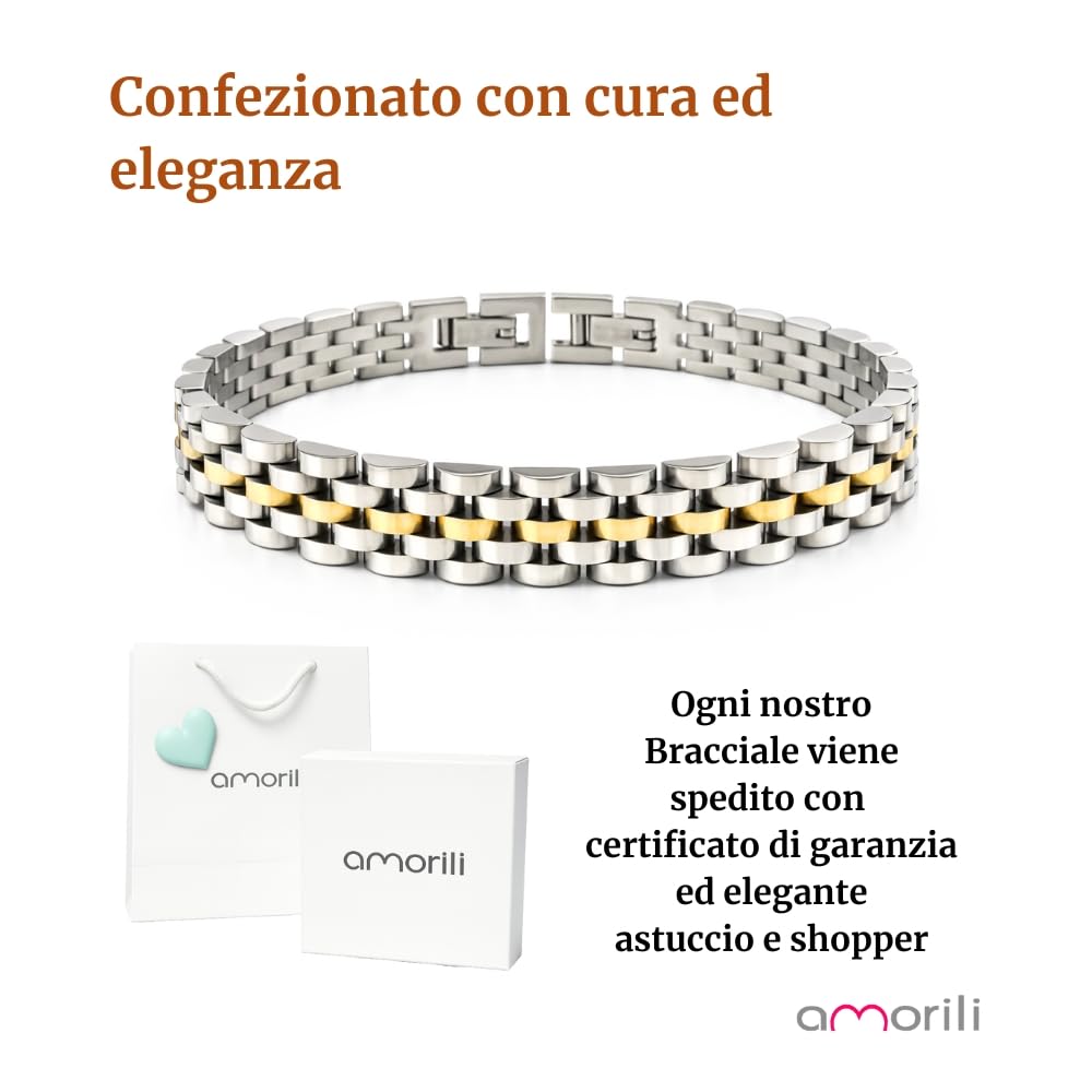 Bracciale Uomo in Acciaio Inox Maglia Jubilee con Dettagli Dorati – Gioiello Maschile Elegante e Raffinato – Accessorio Resistente – Idea Regalo Uomo