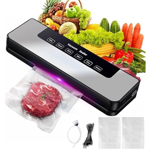 Live Go Food Saver Vacuum Sealer Machine,High-Speed Continuous Working Suction Power Food Sealer with 10 Airtight Bags and Accessory Hose for Food Save and Storage Cover