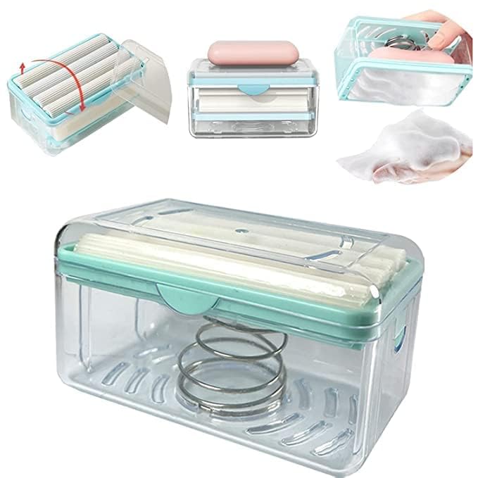 Multifunctional Soap Dish Laundry Rolling Soap Box Portable Soap Bar Box Dispenser with Rubber