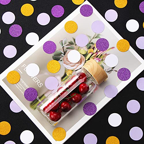 Image of White Purple-Gold Party Decorations Confetti - 300pcs Glitter Graduation Mothers Day Table Confetti Woman Girl Birthday Party Decoration Bridal Baby Shower Wedding Paper Dot Lasting Surprise