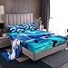 Cute Dolphin Bed Sheets Set King Size, 3D Dolphin Sheets for Kids Boys Girls Teens Ocean Themed Room Decor, Blue Sea Wave Sheet Set, Sea Animals Underwater World Top Sheet with Pocket, 4 Pieces