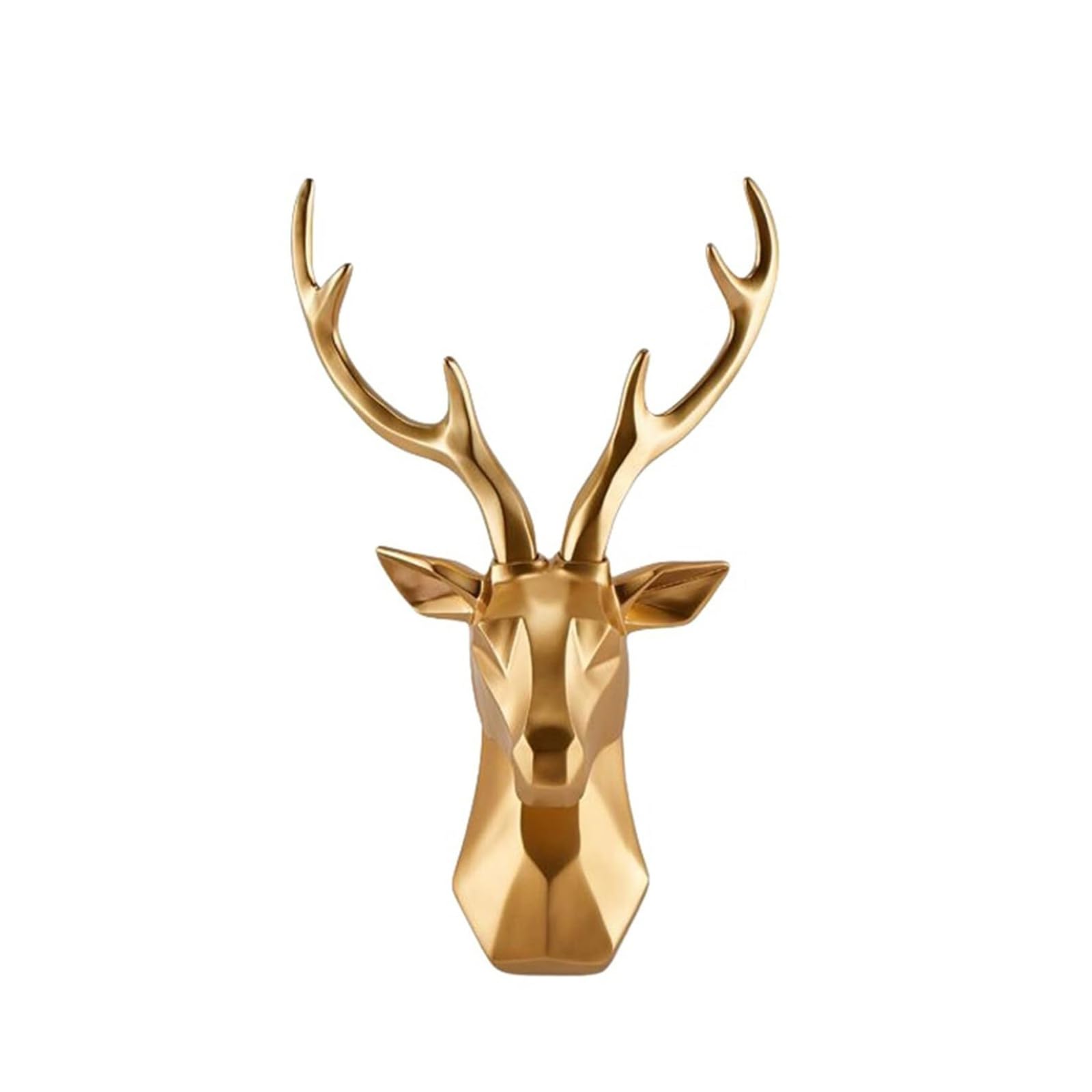 Regalos para Mujeres Cabezas de Animales decoración Pared Resina Cabeza Ciervo Estatua geométrica Decoración para estanterías(A3)