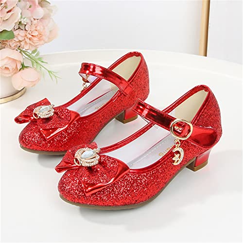 OMEARK Girls Toddler/Little Kid Dress Pumps Low Heels Party Show Dance Shoes Sparkly Glitter Sequins Princess Bow Wedding Dress Up Shoes Rhinestone Sandals2