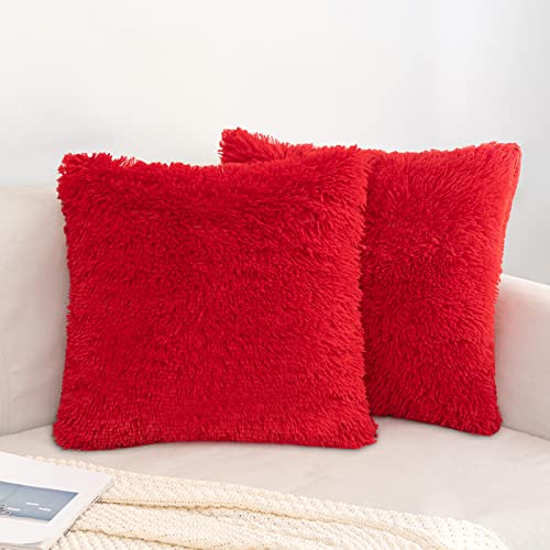 EMEMA Kissenbezüge Künstlich Weihnachten Pelz Kuschelkissen Fellkissen Sofakissen Dekorative Dekokissen Flauschig Kissenbezug Plüschkissen Kuschelig Couchkissen Kissen für Sofa 2er Set 40x40 cm Rot EMEMA Kissenbezüge Künstlich Weihnachten Pelz Kuschelkissen Fellkissen Sofakissen Dekorative Dekokissen Flauschig Kissenbezug Plüschkissen Kuschelig Couchkissen Kissen für Sofa 2er Set 40x40 cm Rot