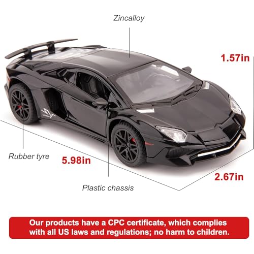 Image of 1:32 Scale Lamborgini LP750 Toy Car for Kids Die Cast Metal Cars Diecast Toy Car with Light Sound Pull Back Openable Door, White