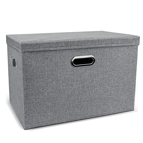 DAYARD Foldable Storage Boxes with Lids Linen Fabric Stackable Storage