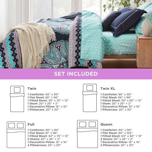 Degrees Of Comfort AMFBA10-0472A Teen Twin Complete Comforter Sets For Girls, Boho Medallion Tween Bed In A Bag 6 Piece thumb #4