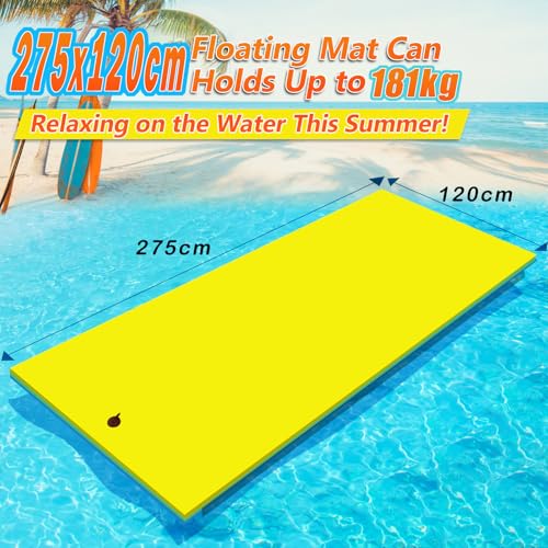CTSC Schwimmende Matte Schwimmende Wassermatte Wassertrampolin für Kinder und Erwachsene Reißfeste 3-lagige XPE-Schaumstoffmatte Ein toller Begleiter für Bootsausflüge und Poolspaß (YGB275cm)