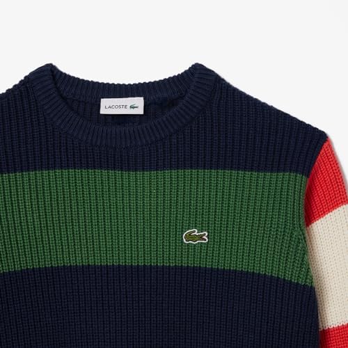 Lacoste Kids' Short Sleeve Elevated Stripe Crew Neck Sweater2